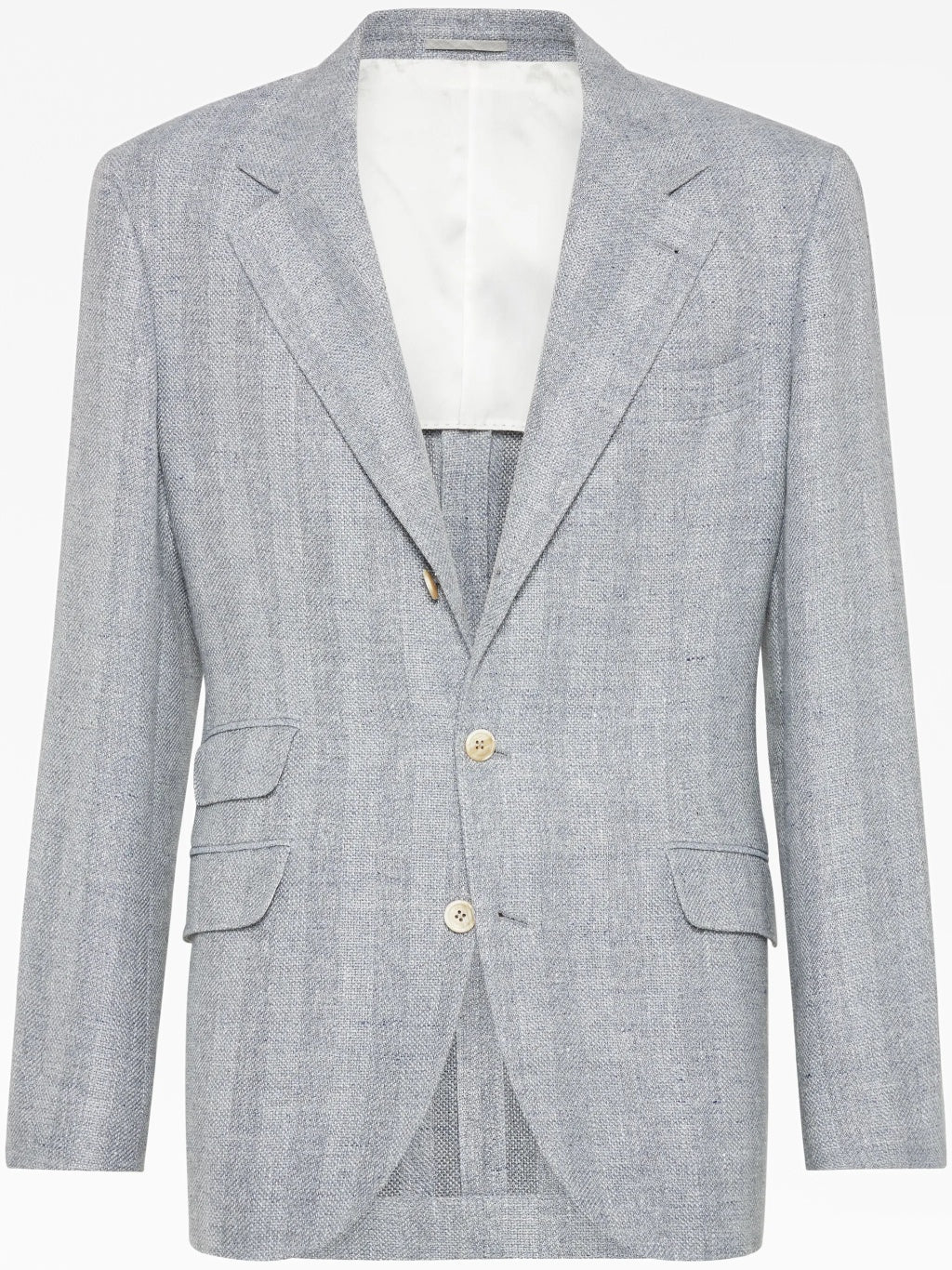 BRUNELLO CUCINELLI MEN'S GRAY LINEN SILK WOOL BLAZER - Image 2