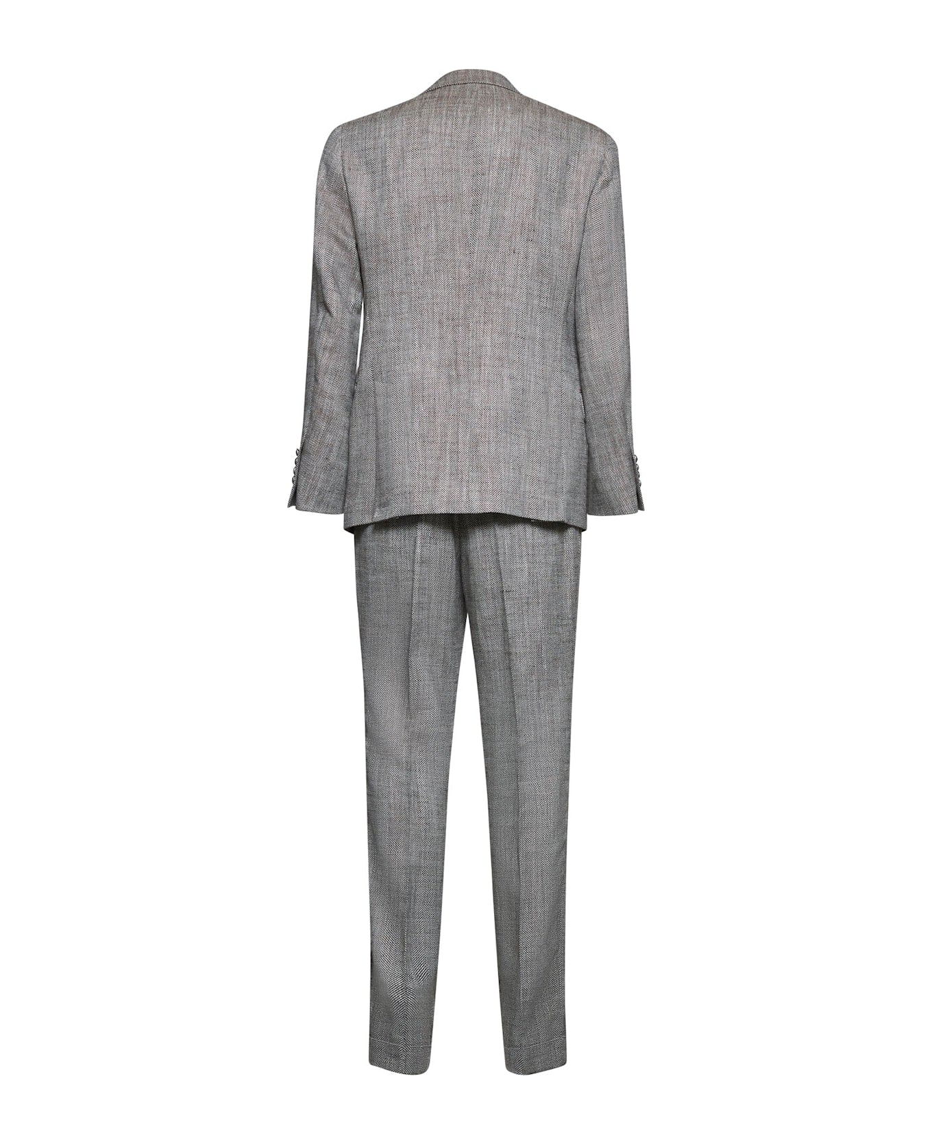 BRUNELLO CUCINELLI MEN'S GRAY SILK LINEN TAILORED SUIT - Image 2