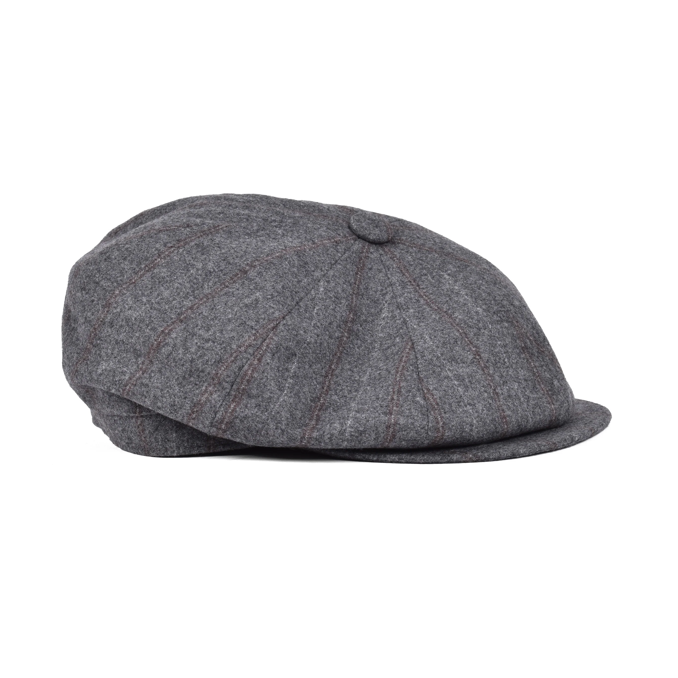 BRUNELLO CUCINELLI MEN'S GRAY WOOL BLEND FLAT CAP - Image 2