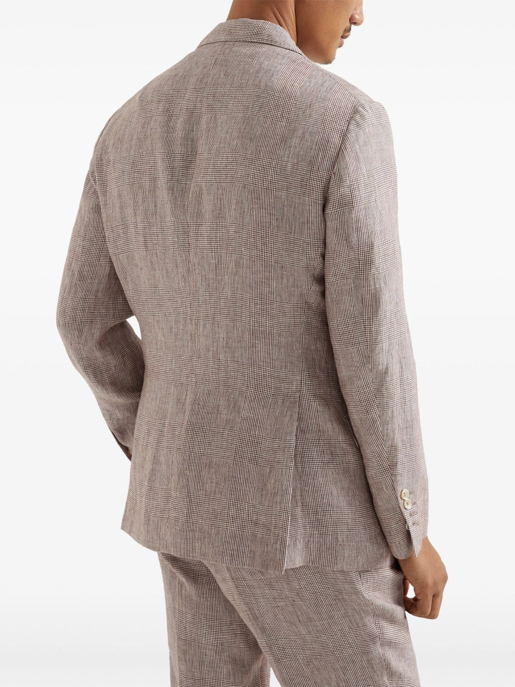 BRUNELLO CUCINELLI MEN'S GREY LINEN CHECK BLAZER - Image 4