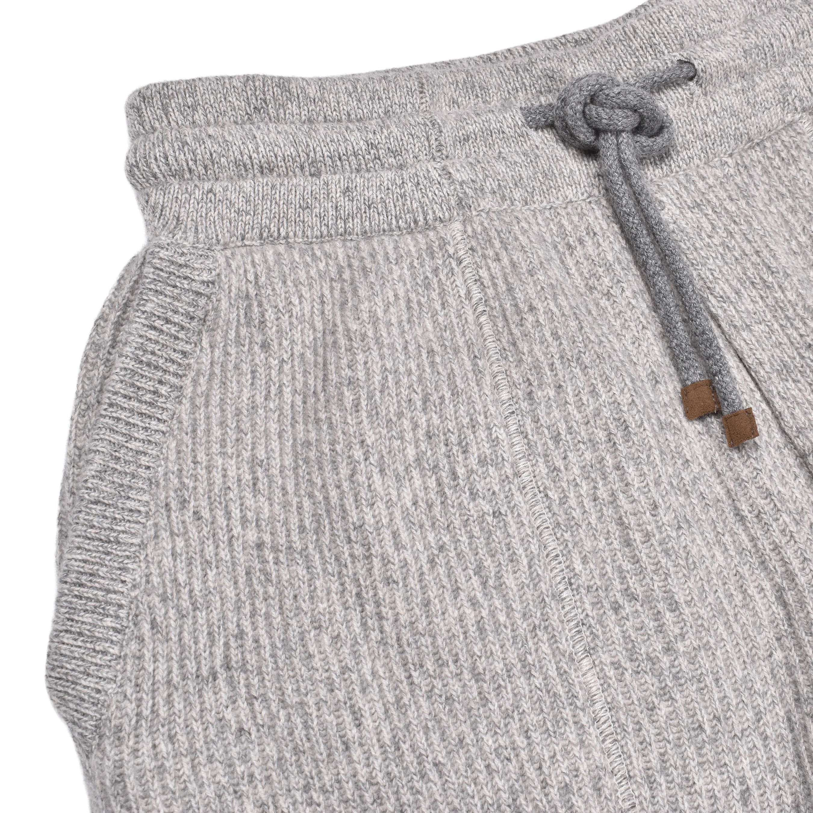 BRUNELLO CUCINELLI MEN'S GRAY CASHMERE DRAWSTRING TROUSERS - Image 2