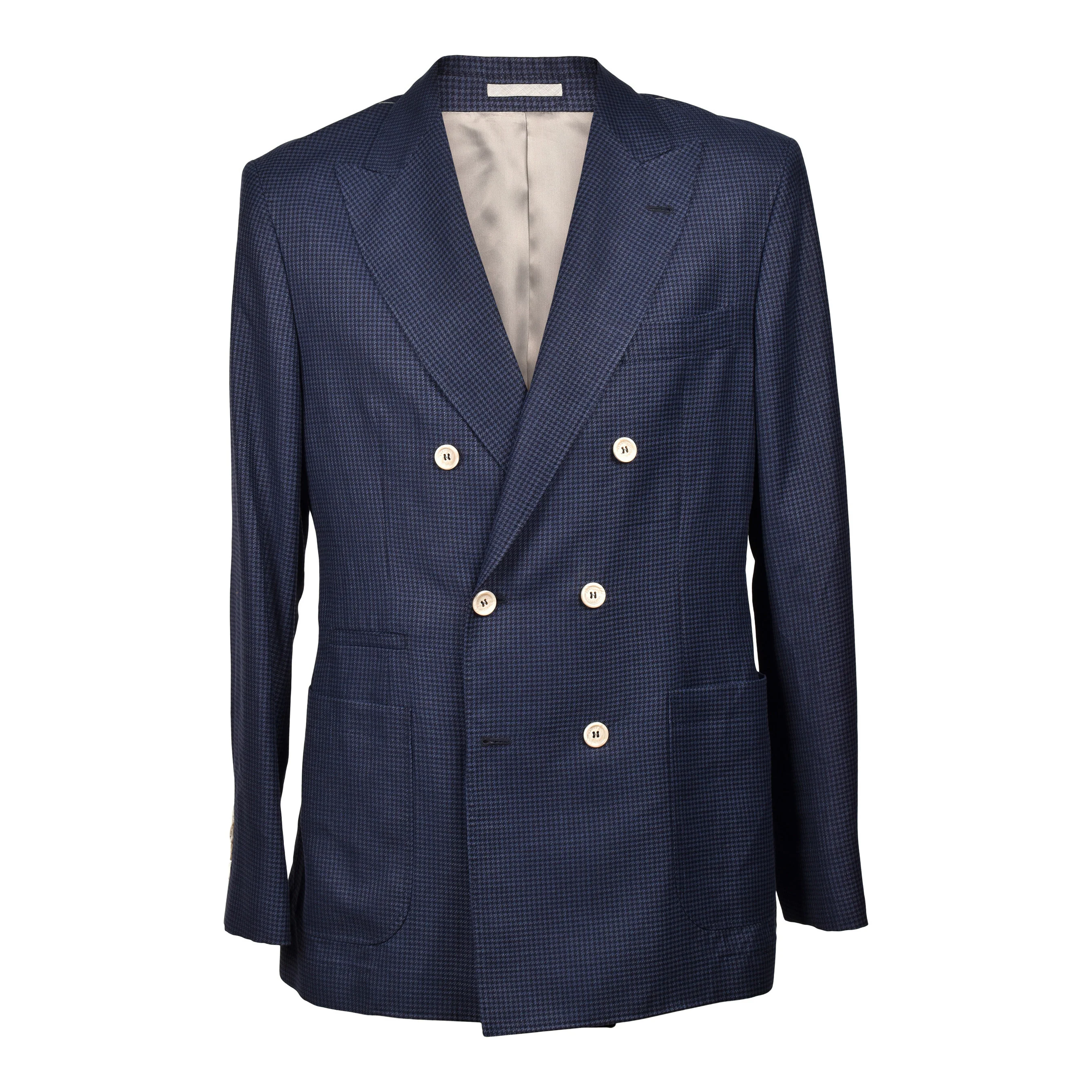 BRUNELLO CUCINELLI MEN'S HOUND'S TOOTH 3 BUTTON DOUBLE BREASTED CASUAL SUIT NEW