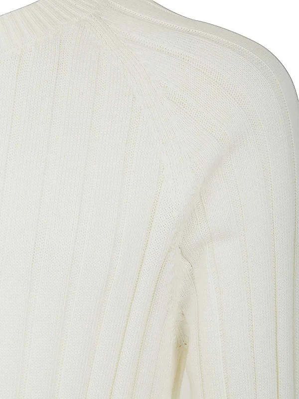 BRUNELLO CUCINELLI MEN'S IVORY RIBBED KNIT SWEATER - Image 3