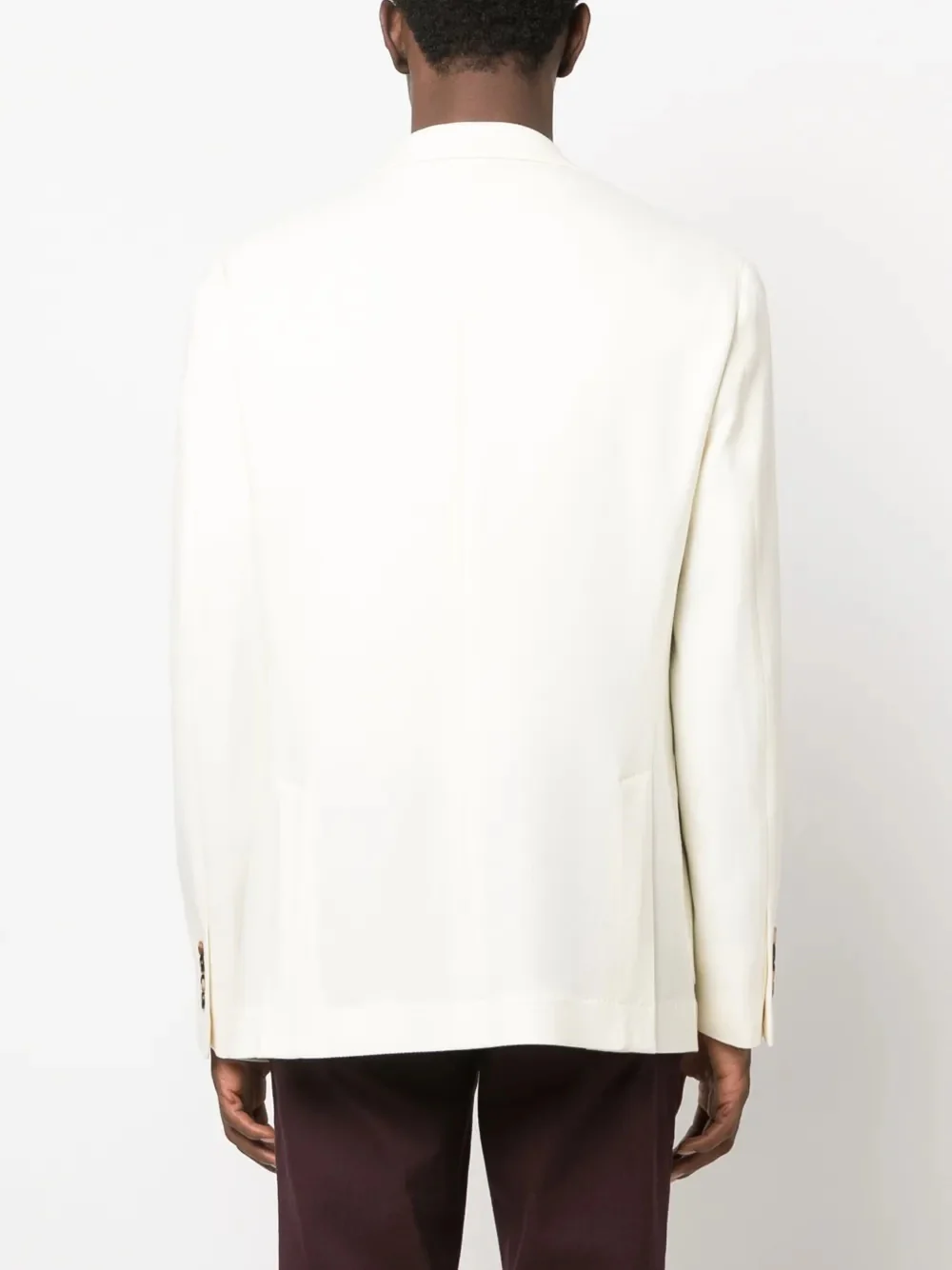 BRUNELLO CUCINELLI MEN'S IVORY SINGLE-BREASTED BLAZER - Image 4