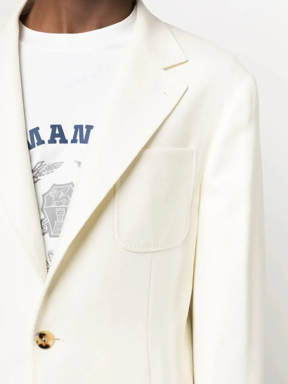 BRUNELLO CUCINELLI MEN'S IVORY SINGLE-BREASTED BLAZER - Image 5