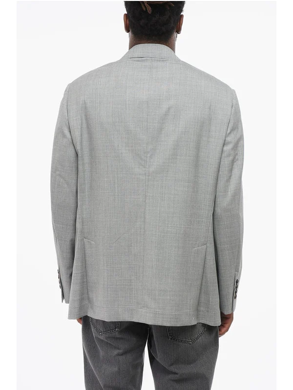 BRUNELLO CUCINELLI MEN'S GREY TAILORED JACKET WITH SATIN LINING - Image 4