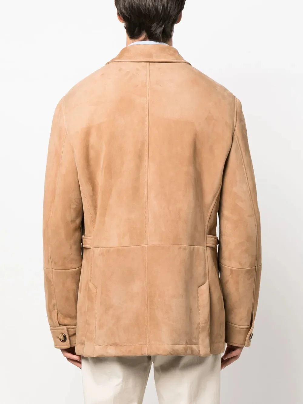 BRUNELLO CUCINELLI MEN'S TAN SUEDE UTILITY JACKET - Image 4