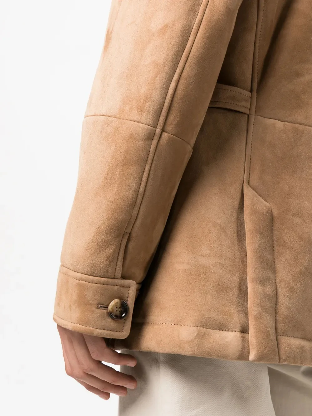 BRUNELLO CUCINELLI MEN'S TAN SUEDE UTILITY JACKET - Image 5