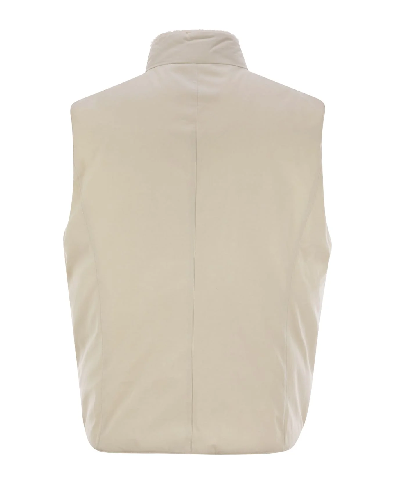 BRUNELLO CUCINELLI MEN'S ICE GRAY SLEEVELESS DOWN VEST - Image 2