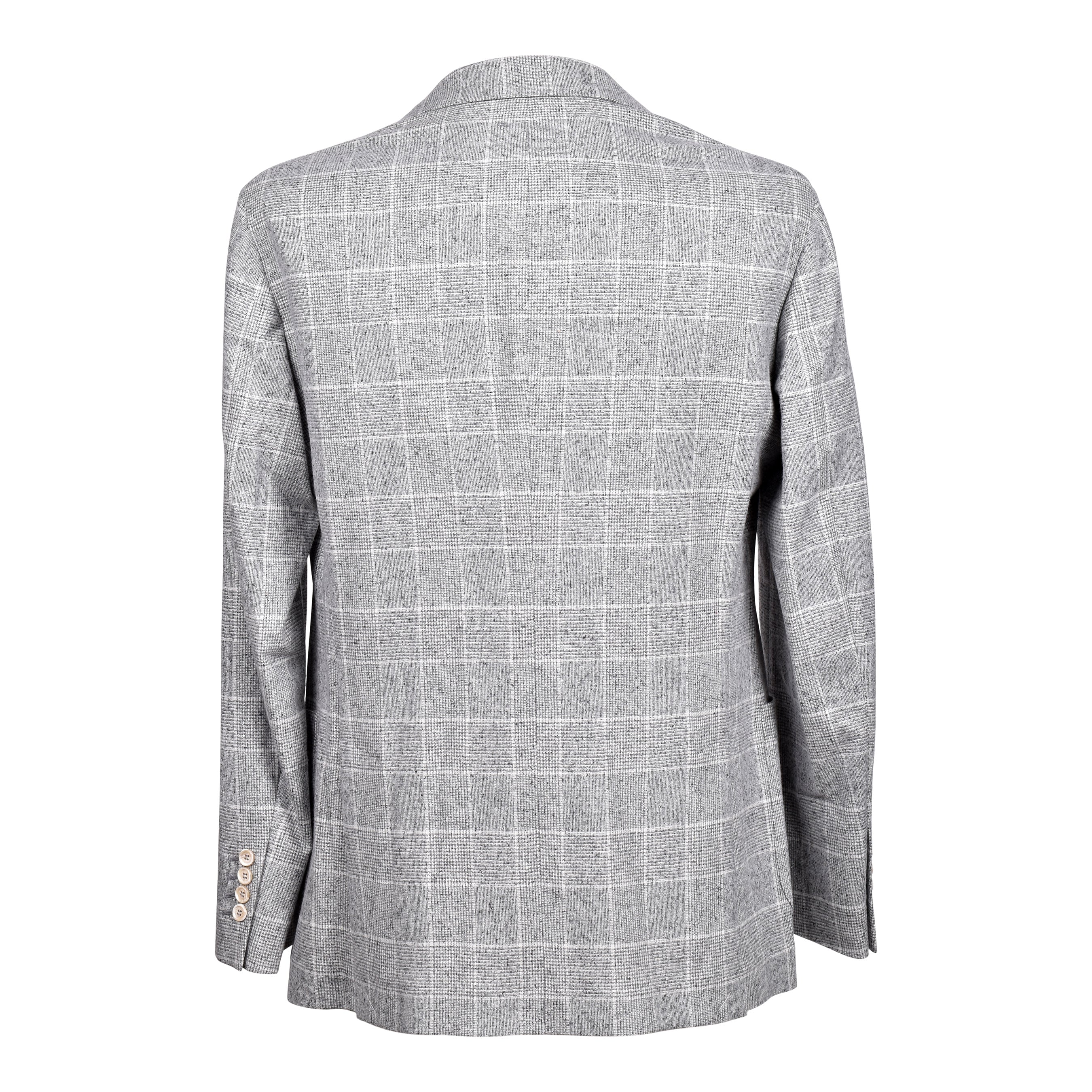 BRUNELLO CUCINELLI MEN'S PEARL GREY WOOL DOUBLE-BREASTED BLAZER - Image 2