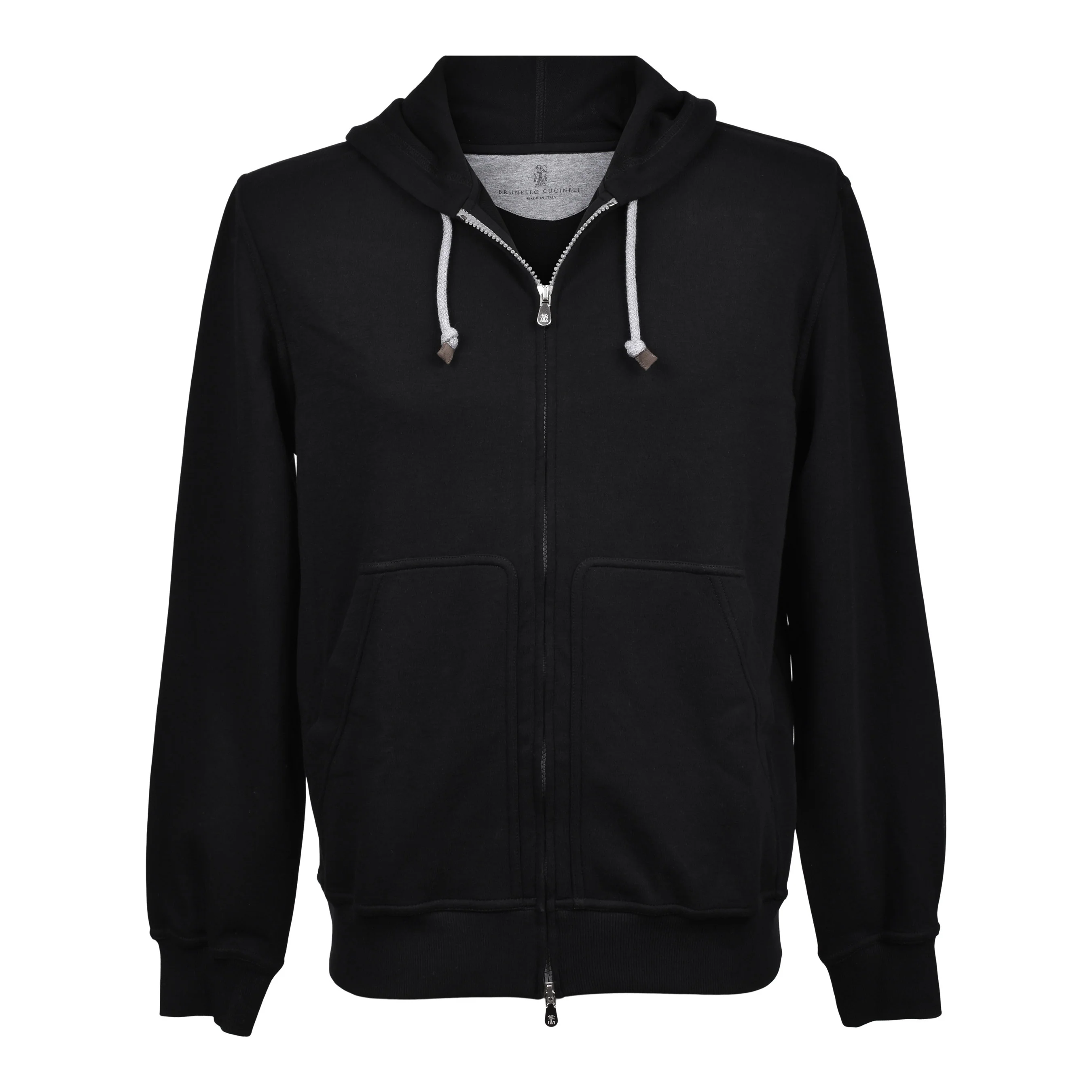 BRUNELLO CUCINELLI MEN'S JET BLACK ATHLETIC ZIP UP HOODIE SWEATSHIRT/SWEATER NEW