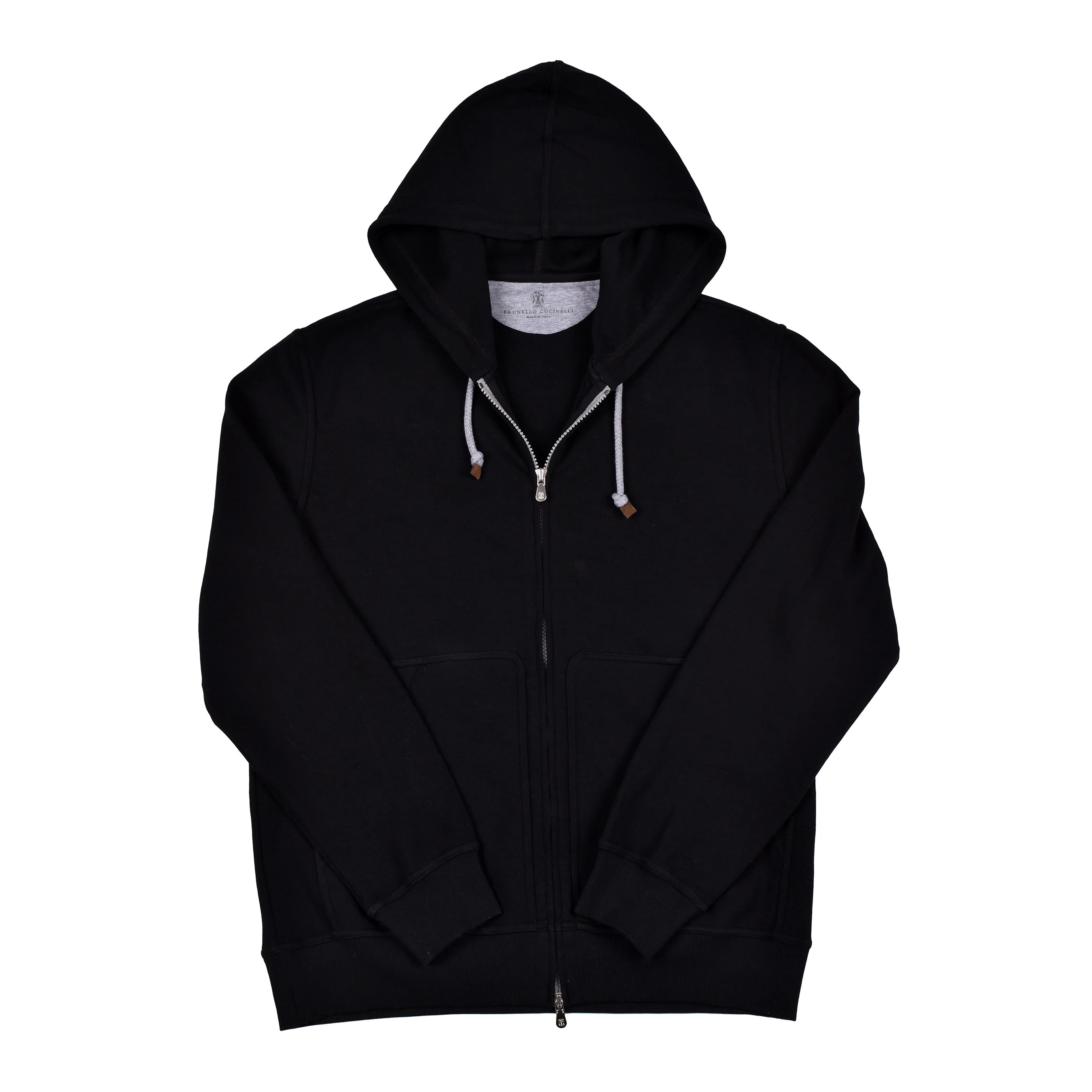 BRUNELLO CUCINELLI MEN'S JET BLACK ATHLETIC ZIP UP HOODIE SWEATSHIRT/SWEATER NEW - Image 3