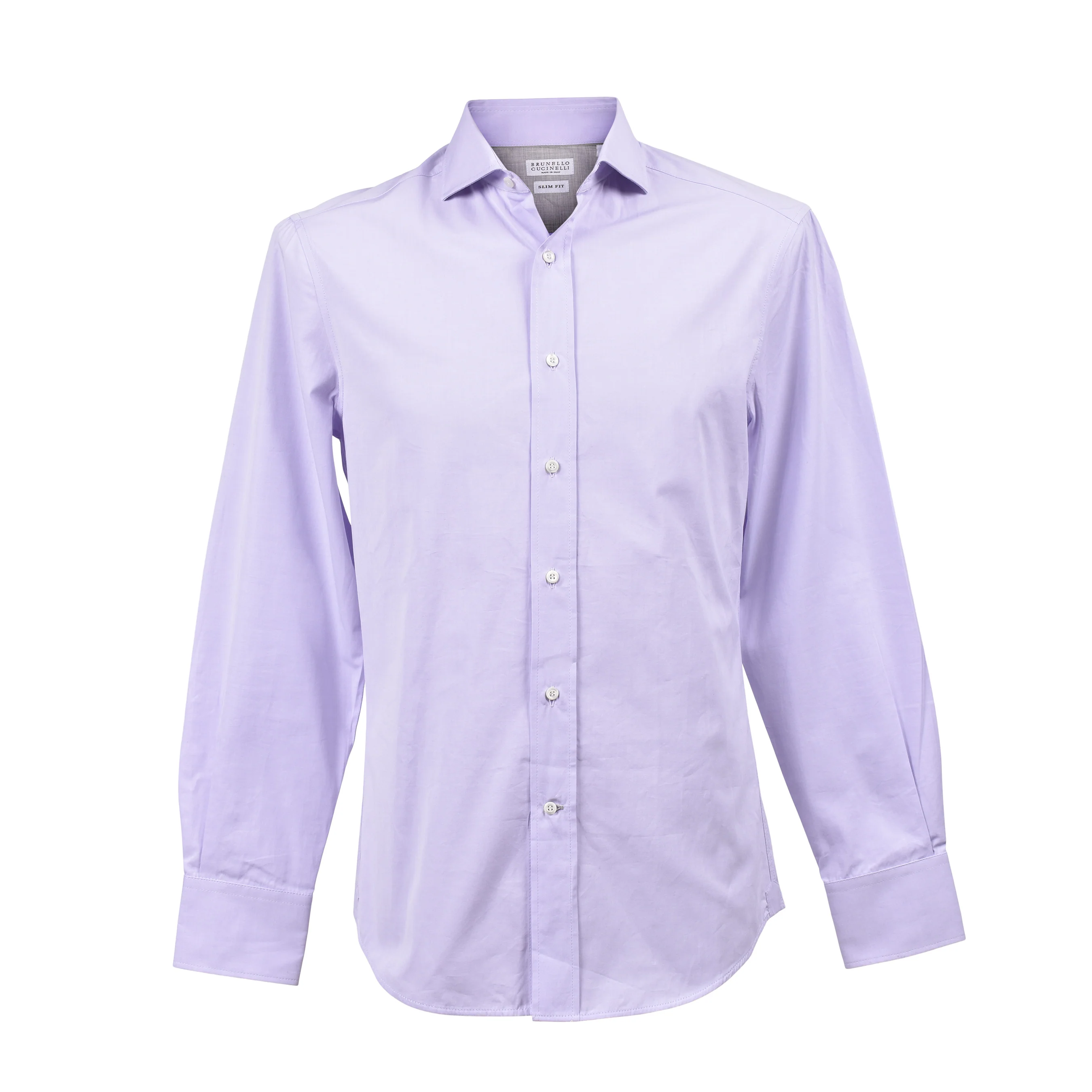 BRUNELLO CUCINELLI MEN'S LAVENDER COTTON DRESS SHIRT - Image 2