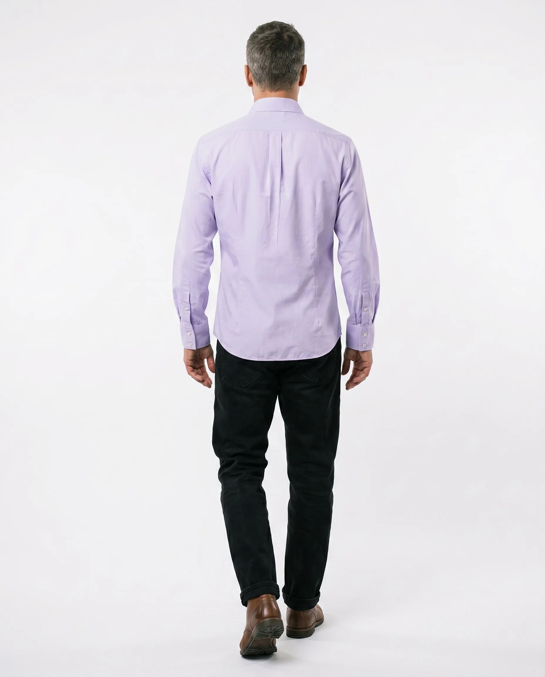 BRUNELLO CUCINELLI MEN'S LAVENDER COTTON DRESS SHIRT - Image 3