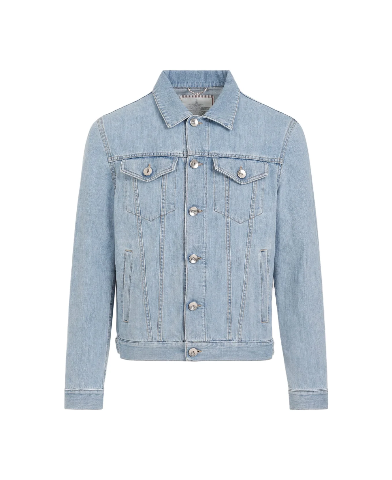 BRUNELLO CUCINELLI MEN'S LIGHT BLUE DENIM JACKET
