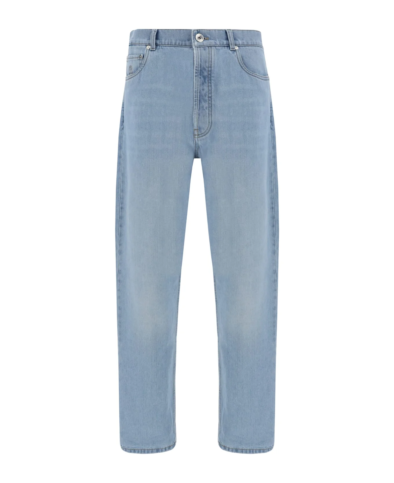 BRUNELLO CUCINELLI MEN'S LIGHT BLUE DENIM TROUSERS
