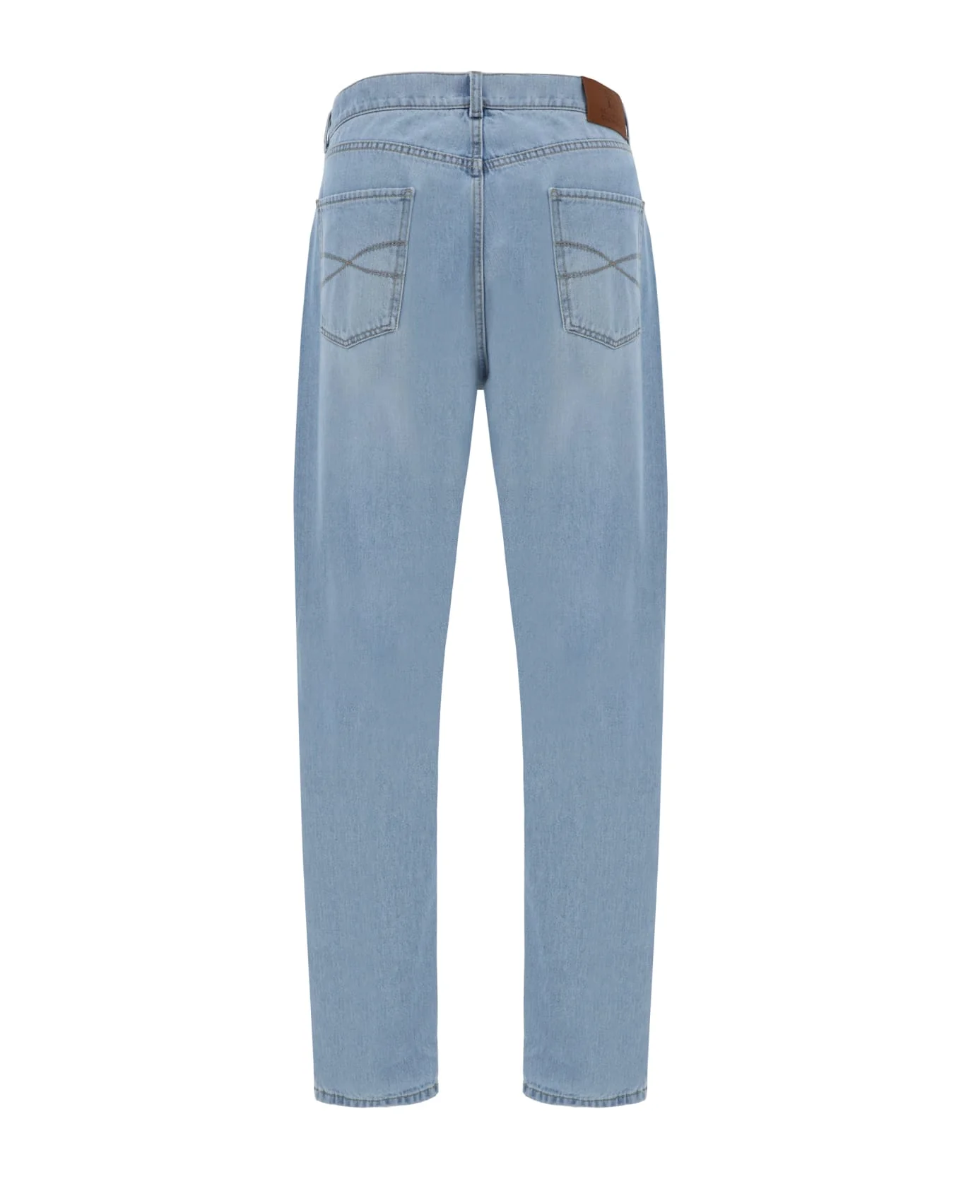 BRUNELLO CUCINELLI MEN'S LIGHT BLUE DENIM TROUSERS - Image 2