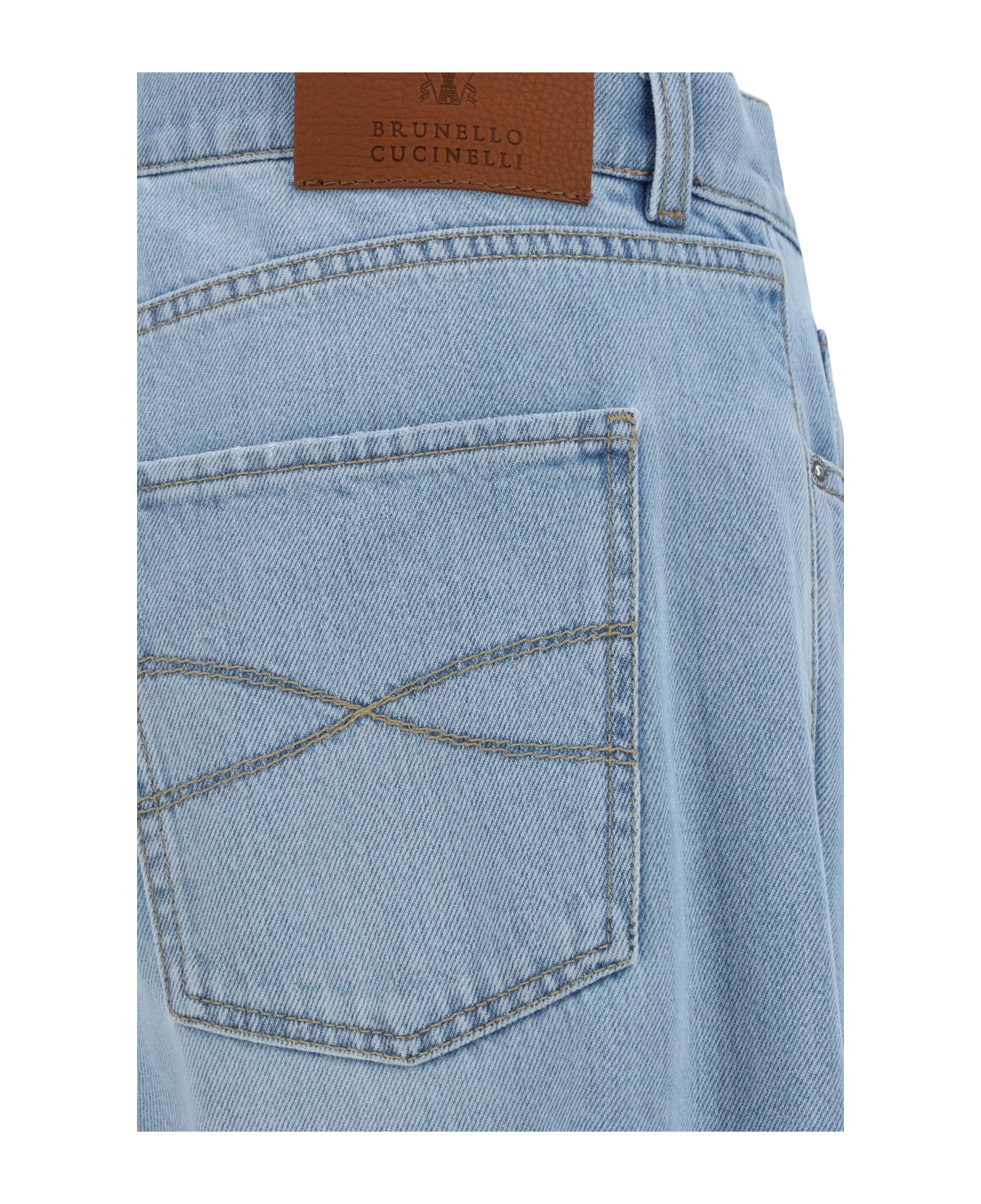 BRUNELLO CUCINELLI MEN'S LIGHT BLUE DENIM TROUSERS - Image 3