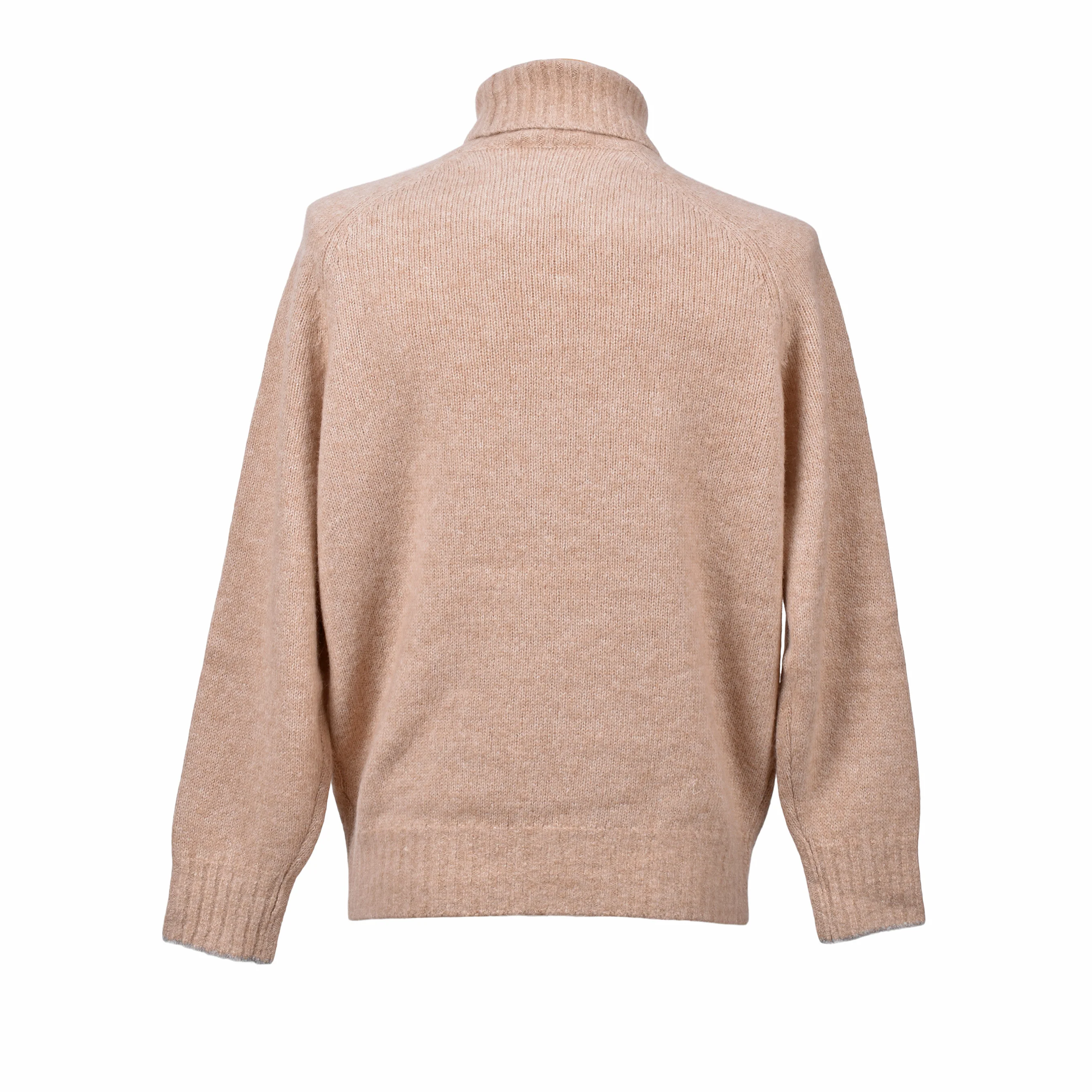 BRUNELLO CUCINELLI MEN'S LIGHT CAMEL WOOL TURTLENECK SWEATER - Image 2