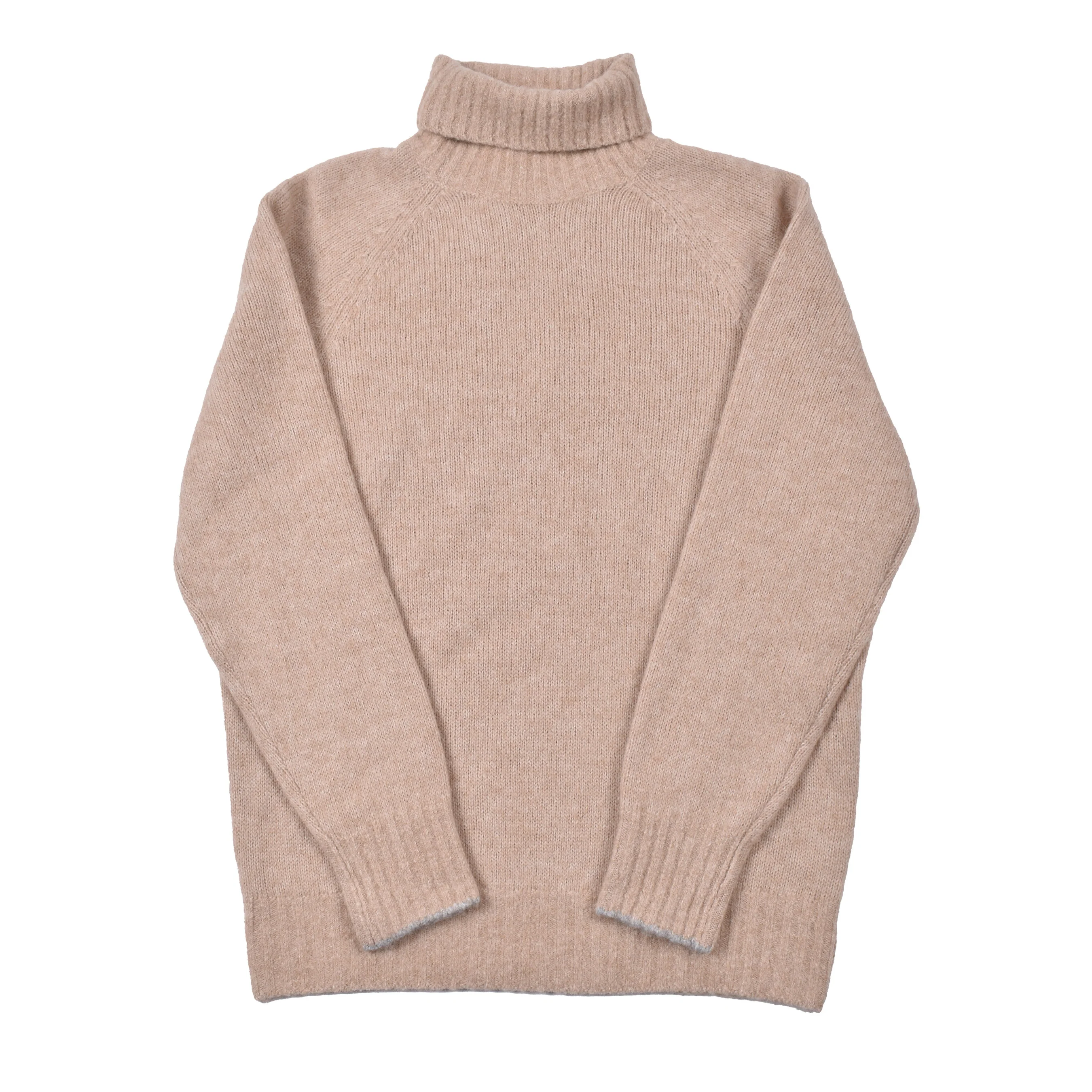 BRUNELLO CUCINELLI MEN'S LIGHT CAMEL WOOL TURTLENECK SWEATER - Image 3