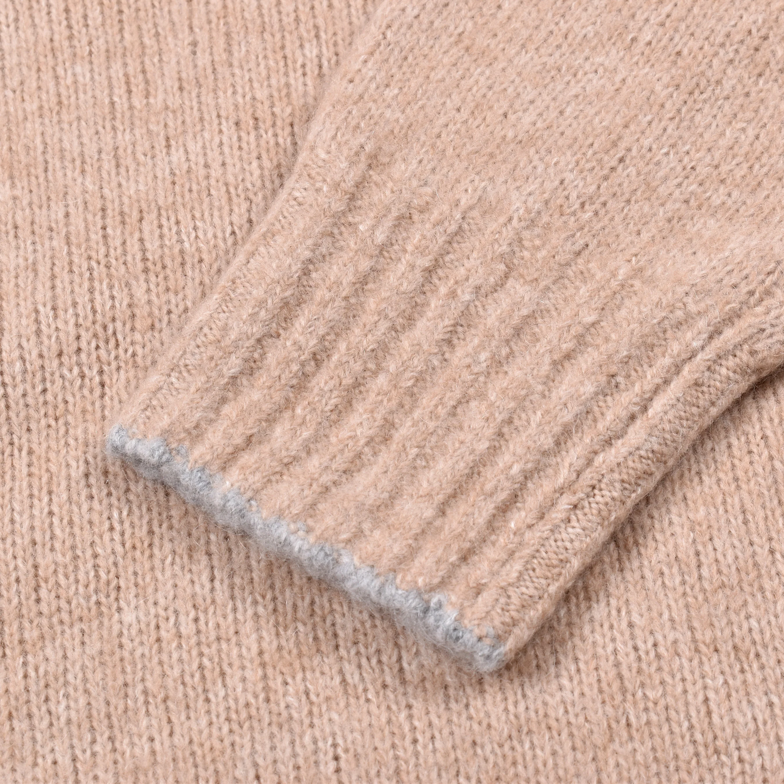 BRUNELLO CUCINELLI MEN'S LIGHT CAMEL WOOL TURTLENECK SWEATER - Image 5