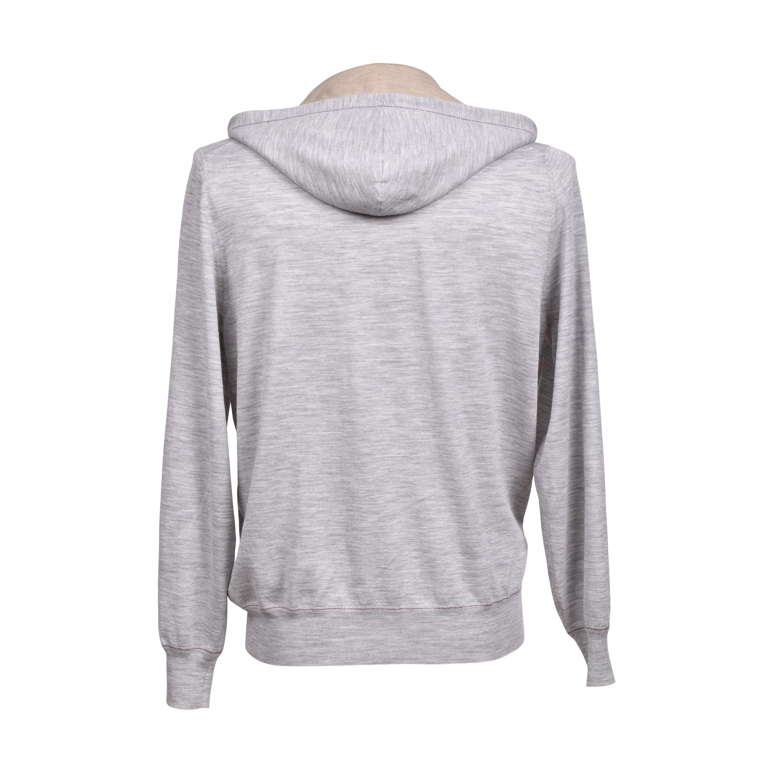 BRUNELLO CUCINELLI MEN'S LIGHT GRAY CASHMERE ZIP UP CARDIGAN HOODIE SWEATER - Image 2