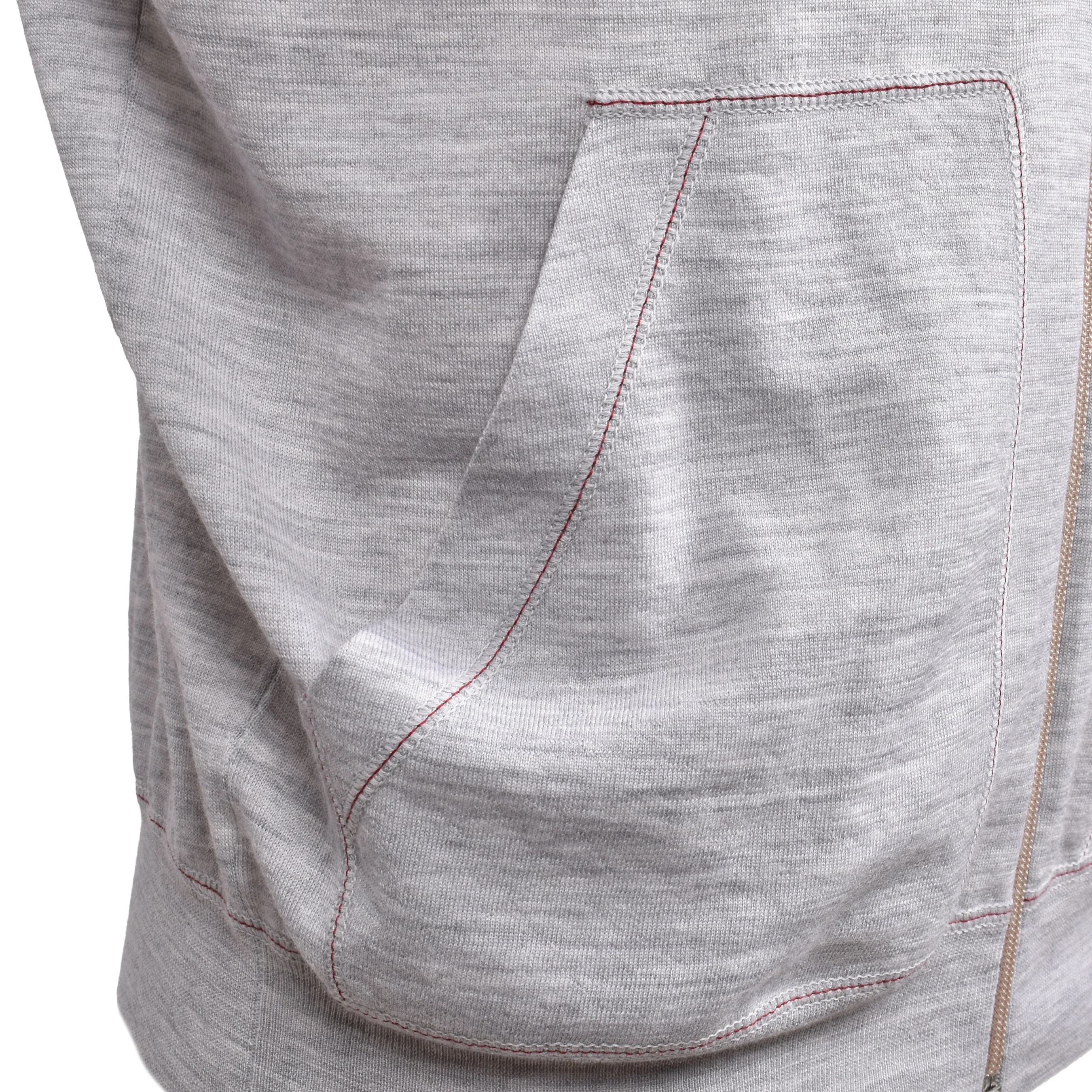BRUNELLO CUCINELLI MEN'S LIGHT GRAY CASHMERE ZIP UP CARDIGAN HOODIE SWEATER - Image 4