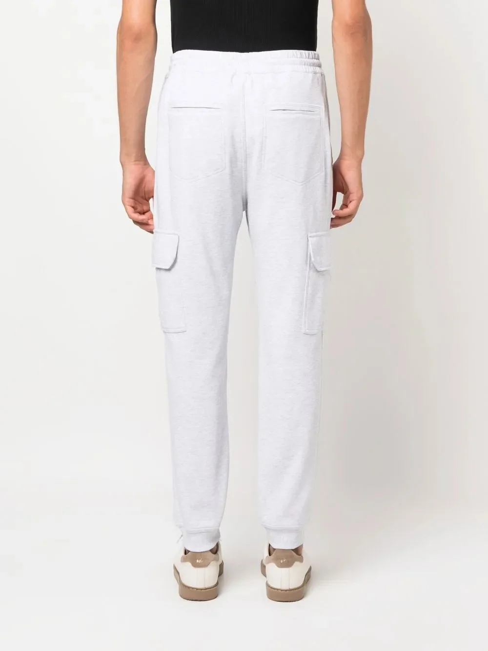 BRUNELLO CUCINELLI MEN'S LIGHT GREY DRAWSTRING CARGO TROUSERS - Image 4