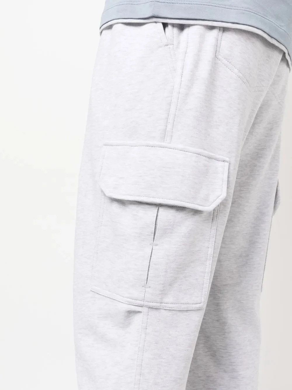 BRUNELLO CUCINELLI MEN'S LIGHT GREY DRAWSTRING CARGO TROUSERS - Image 5