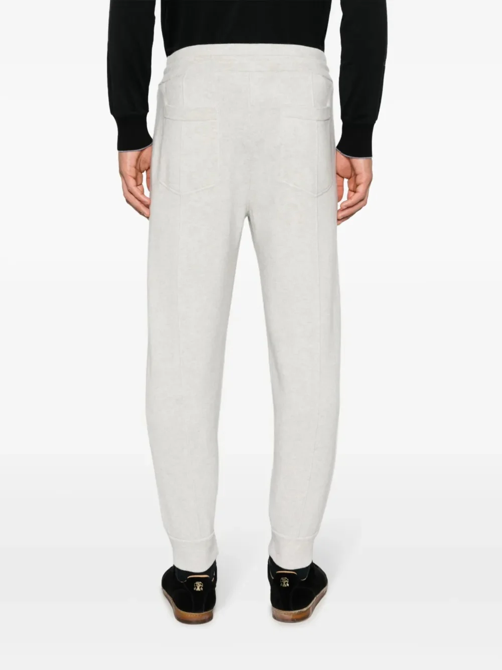 BRUNELLO CUCINELLI MEN'S LIGHT GREY DRAWSTRING JOGGER TROUSERS - Image 4