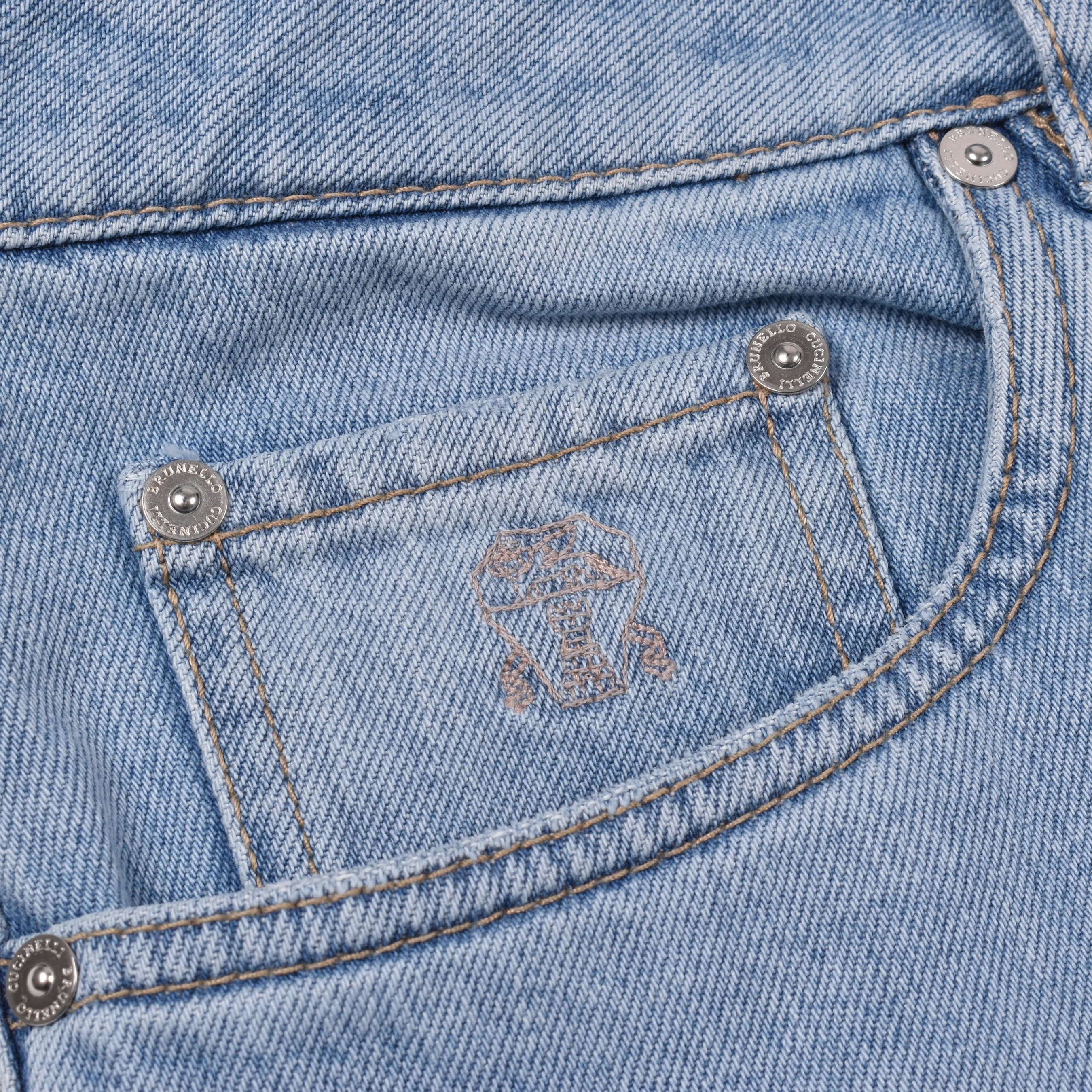 BRUNELLO CUCINELLI MEN'S LIGHT WASH DENIM JEANS - Image 3