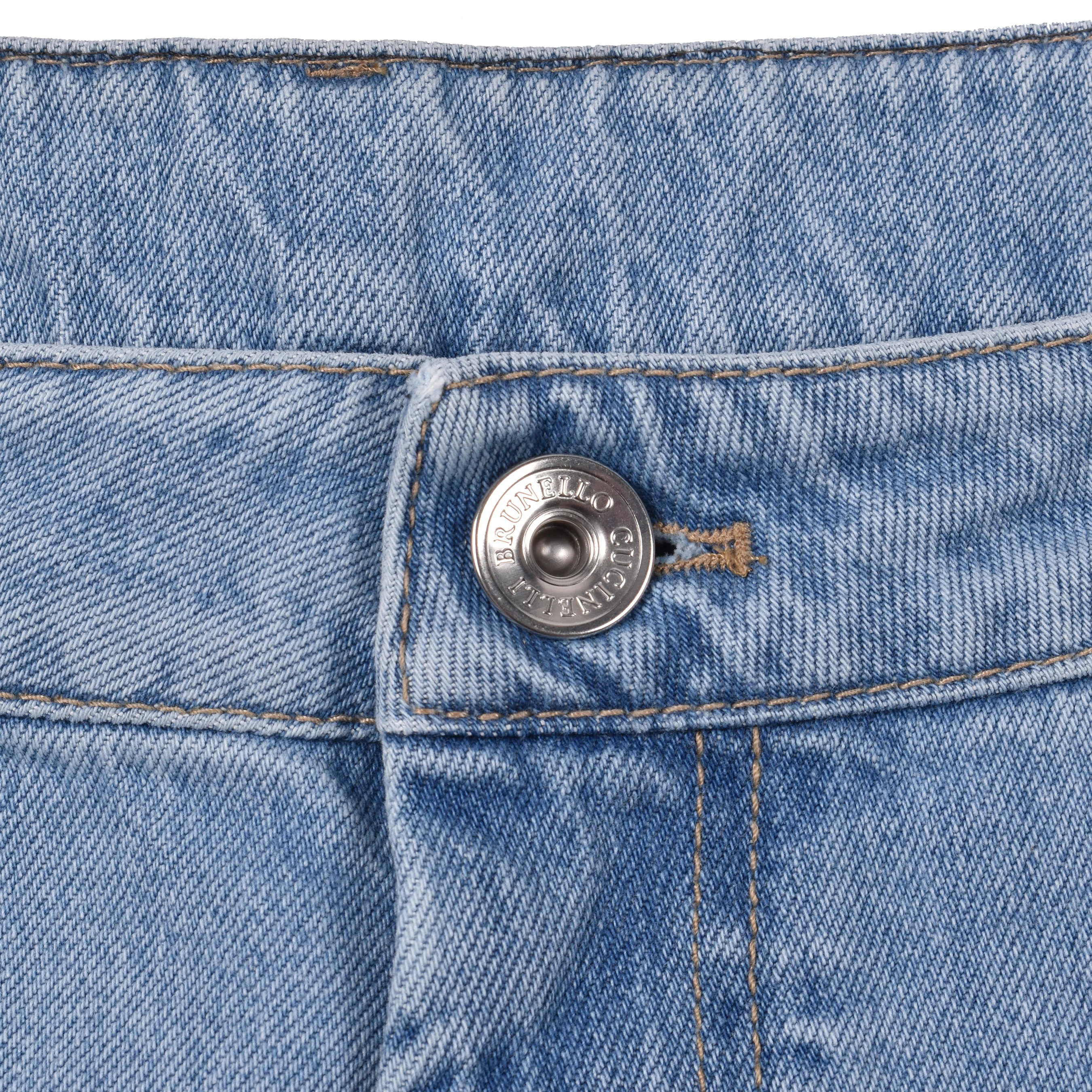 BRUNELLO CUCINELLI MEN'S LIGHT WASH DENIM JEANS - Image 4