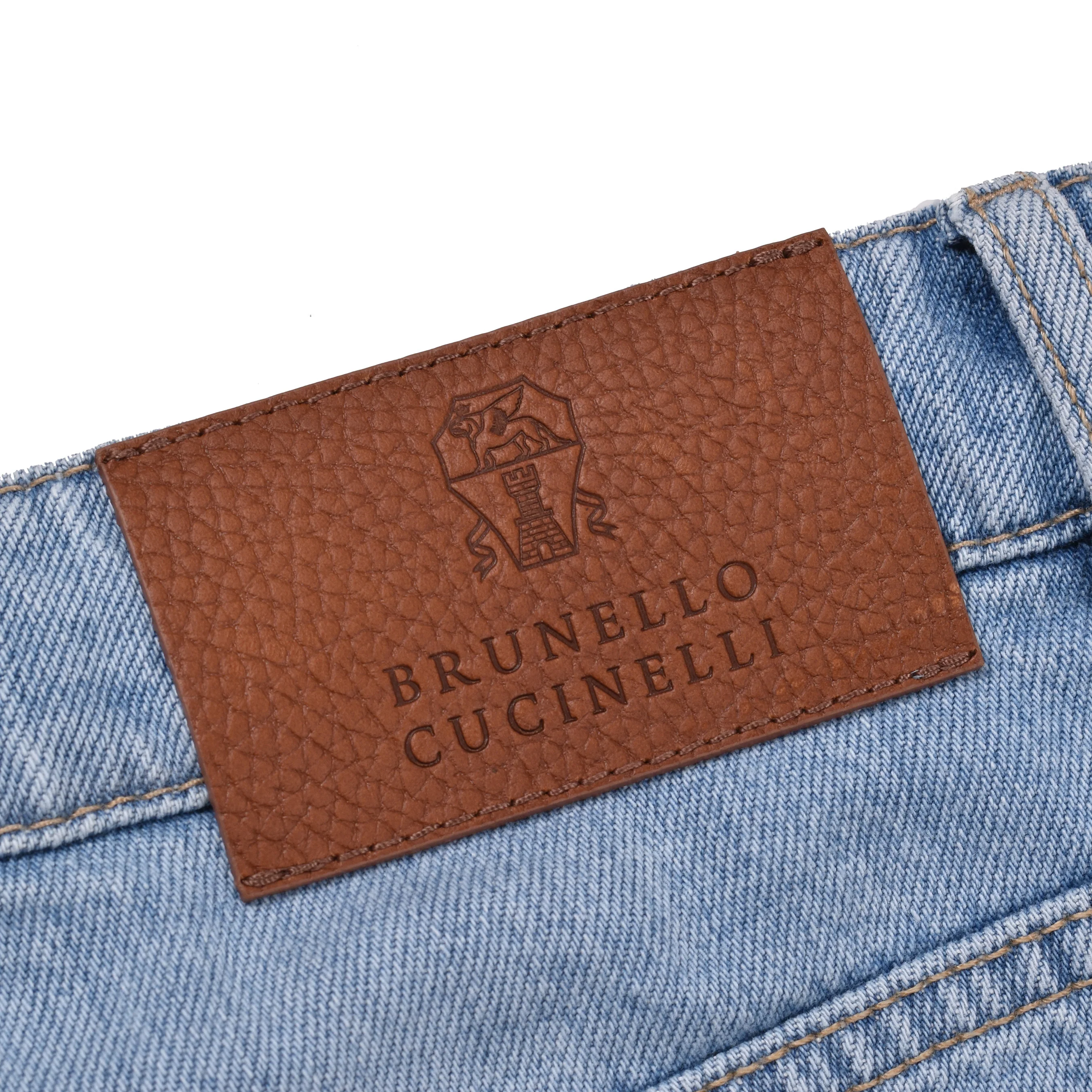 BRUNELLO CUCINELLI MEN'S LIGHT WASH DENIM JEANS - Image 6