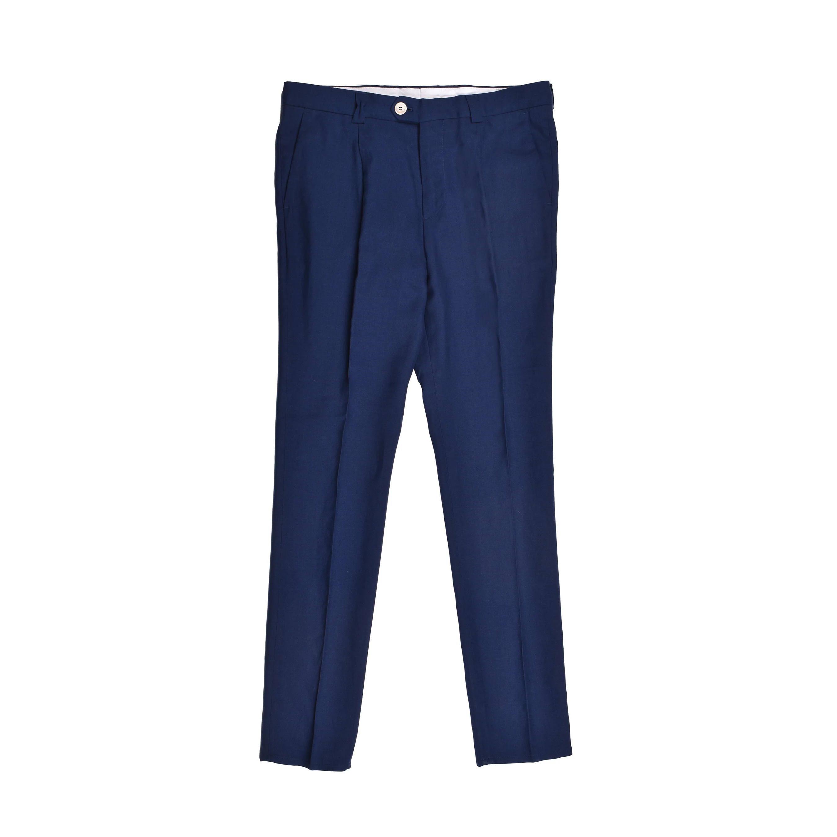 BRUNELLO CUCINELLI MEN'S NAVY LINEN BLEND LEISURE TROUSERS