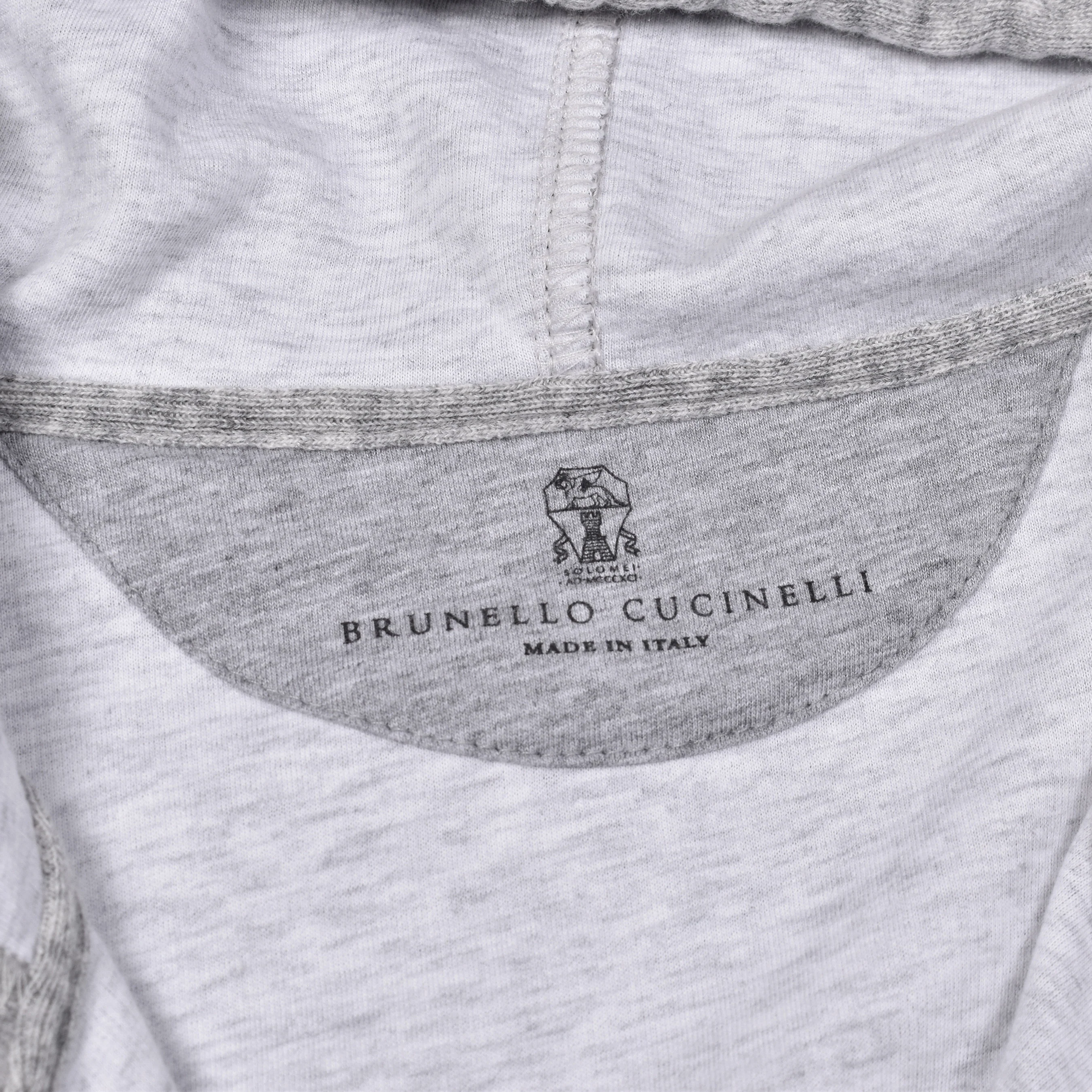 BRUNELLO CUCINELLI MEN'S LUXURIOUS GRAY CASHMERE BLEND ZIP UP HOODIE SWEATSHIRT - Image 4