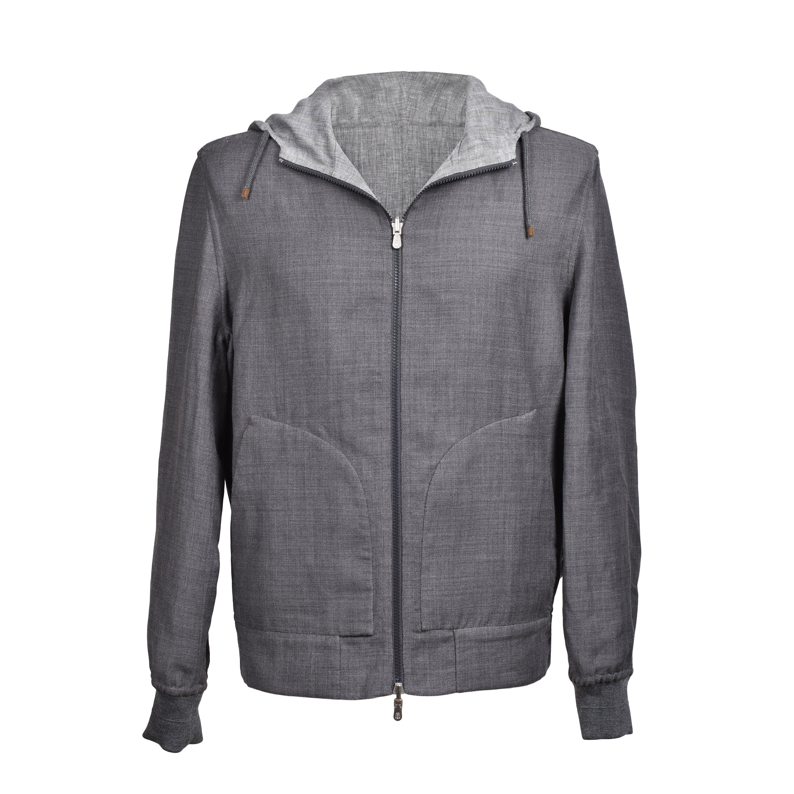 BRUNELLO CUCINELLI MEN'S LUXURIOUS TWO TONE REVERSIBLE HODDIE JACKET