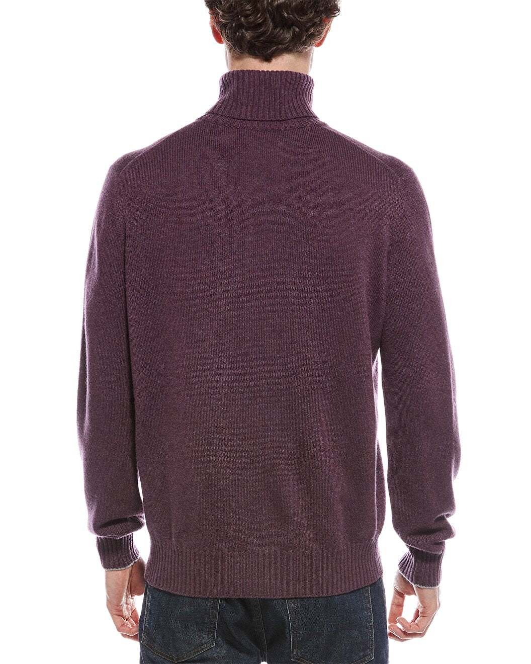 BRUNELLO CUCINELLI MEN'S MAROON TURTLENECK SWEATER WITH EMBLEM - Image 2