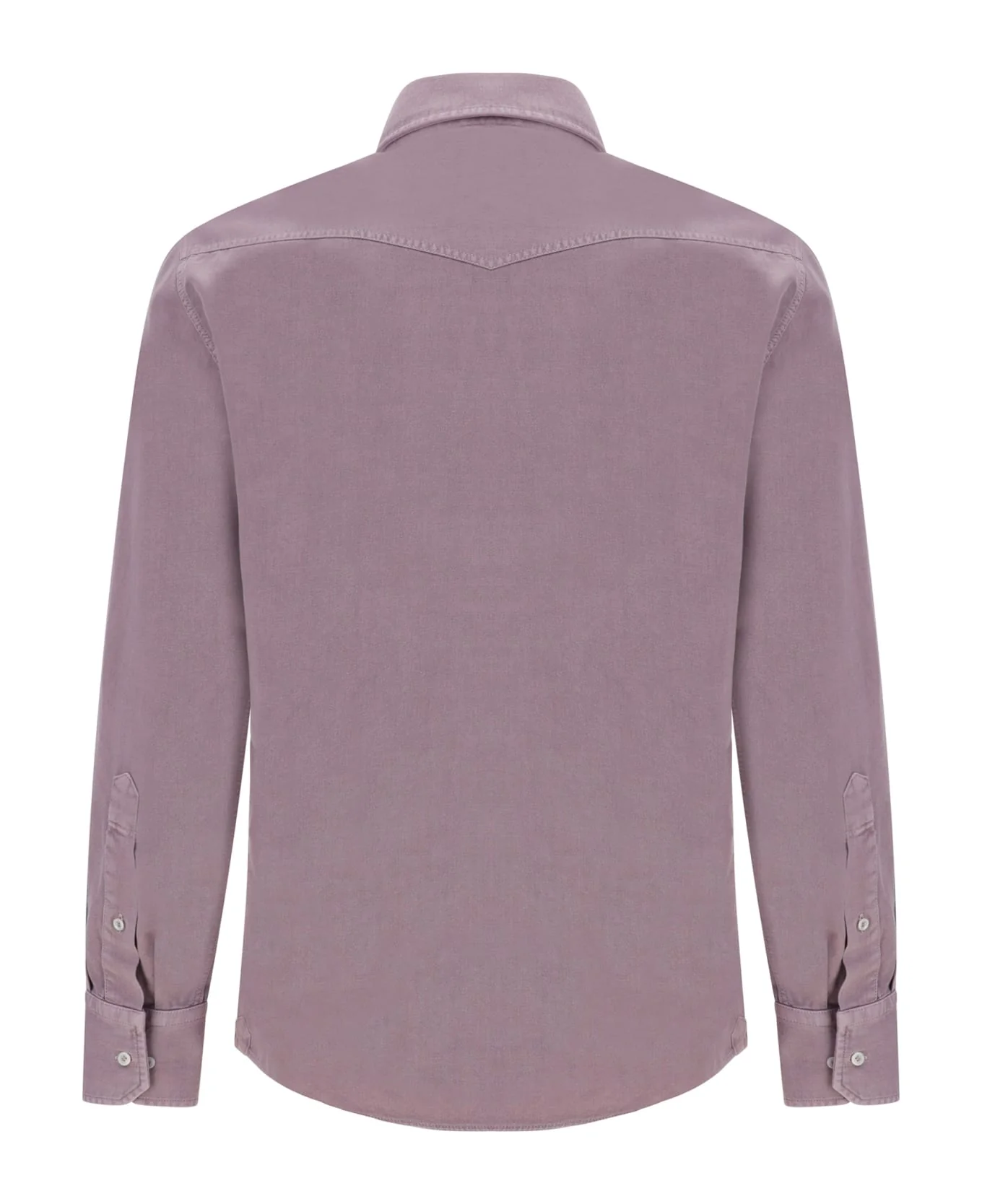 BRUNELLO CUCINELLI MEN'S MAUVE WESTERN-STYLE SHIRT - Image 2