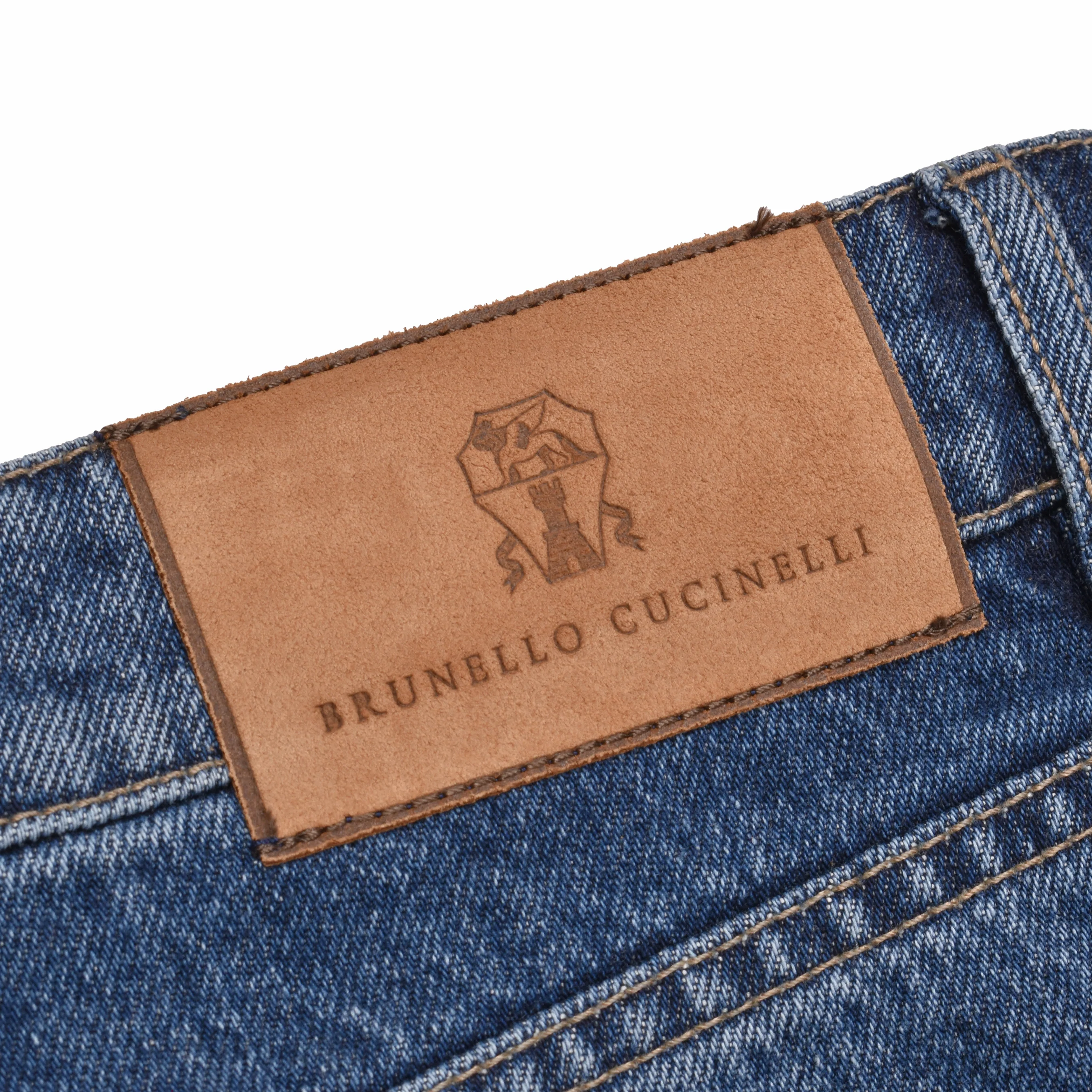 BRUNELLO CUCINELLI MEN'S MEDIUM BLUE DENIM JEANS - Image 5