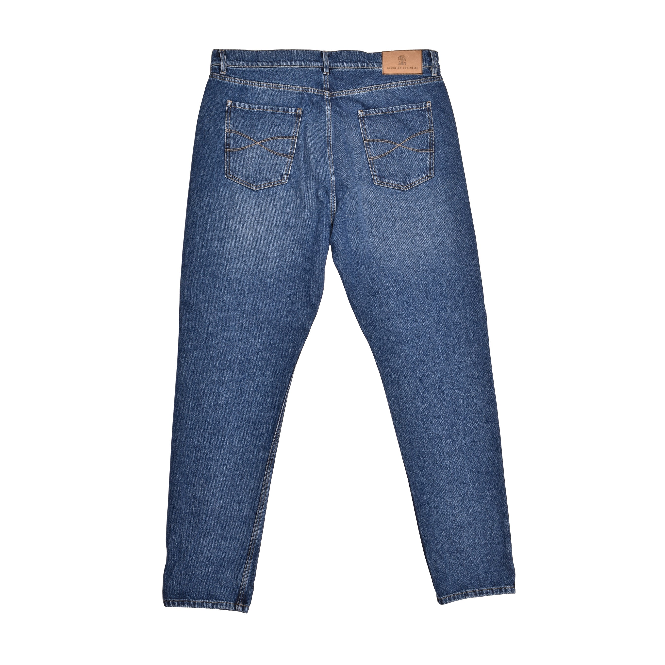 BRUNELLO CUCINELLI MEN'S MEDIUM BLUE DENIM JEANS - Image 2