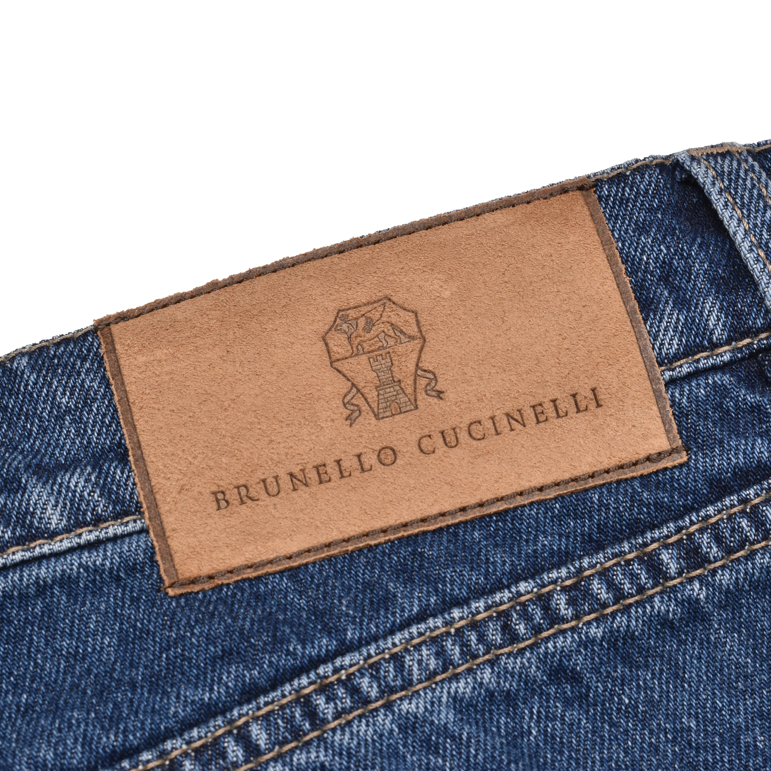 BRUNELLO CUCINELLI MEN'S MEDIUM BLUE DENIM JEANS - Image 5