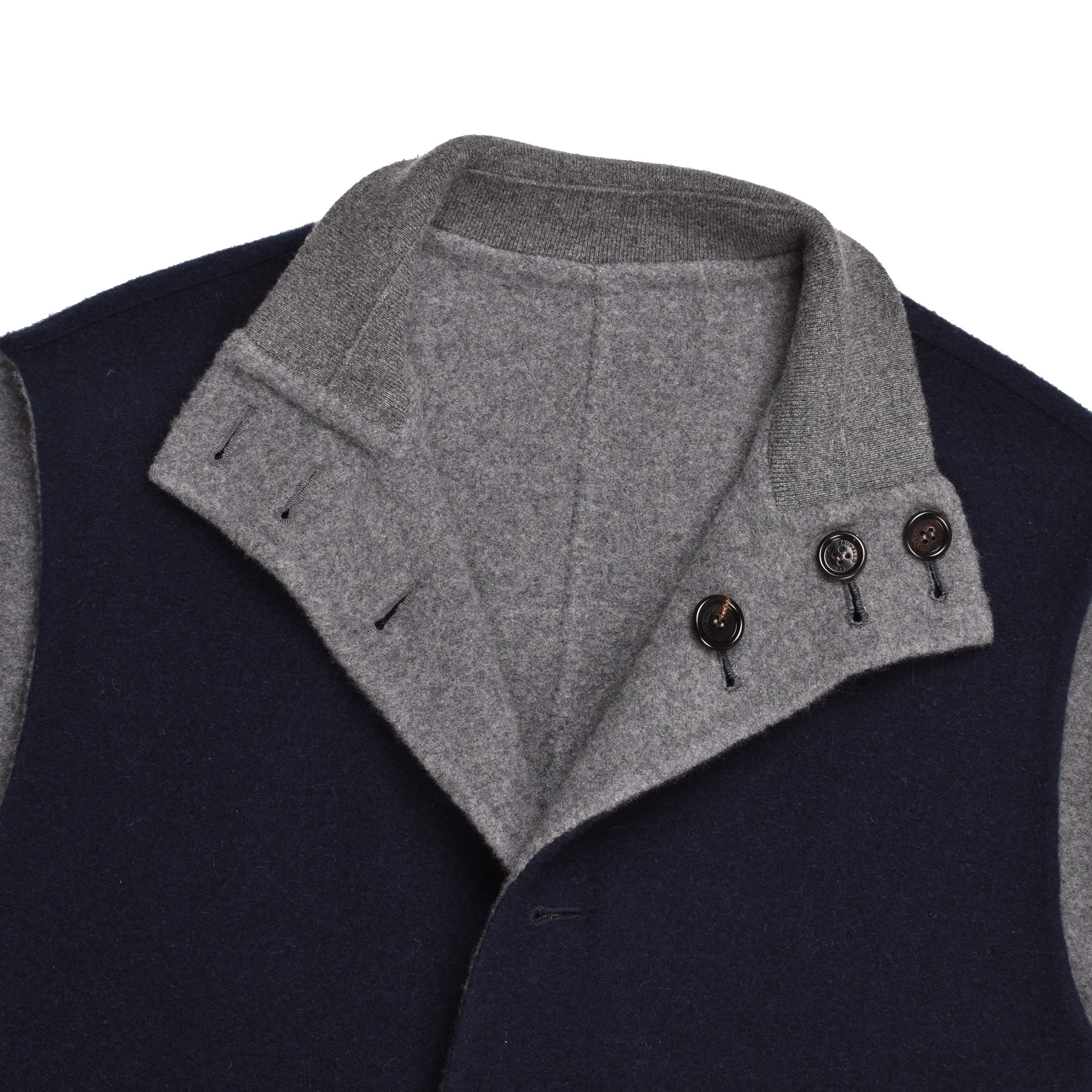 BRUNELLO CUCINELLI MEN'S NAVY GRAY CASHMERE REVERSIBLE VEST - Image 6