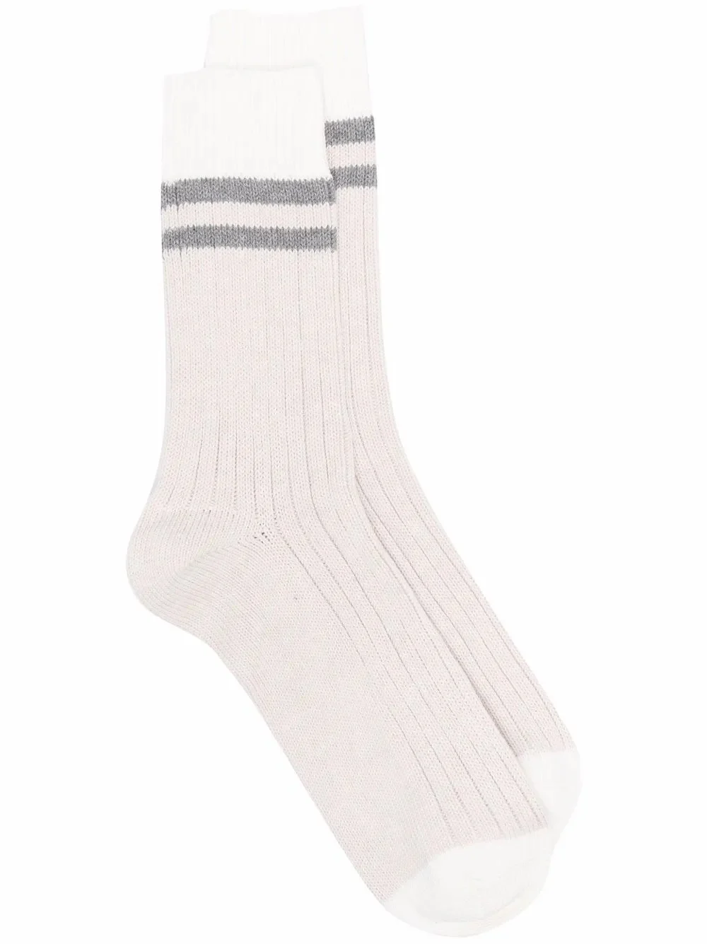 BRUNELLO CUCINELLI MEN'S OATMEAL GREY RIBBED SOCKS