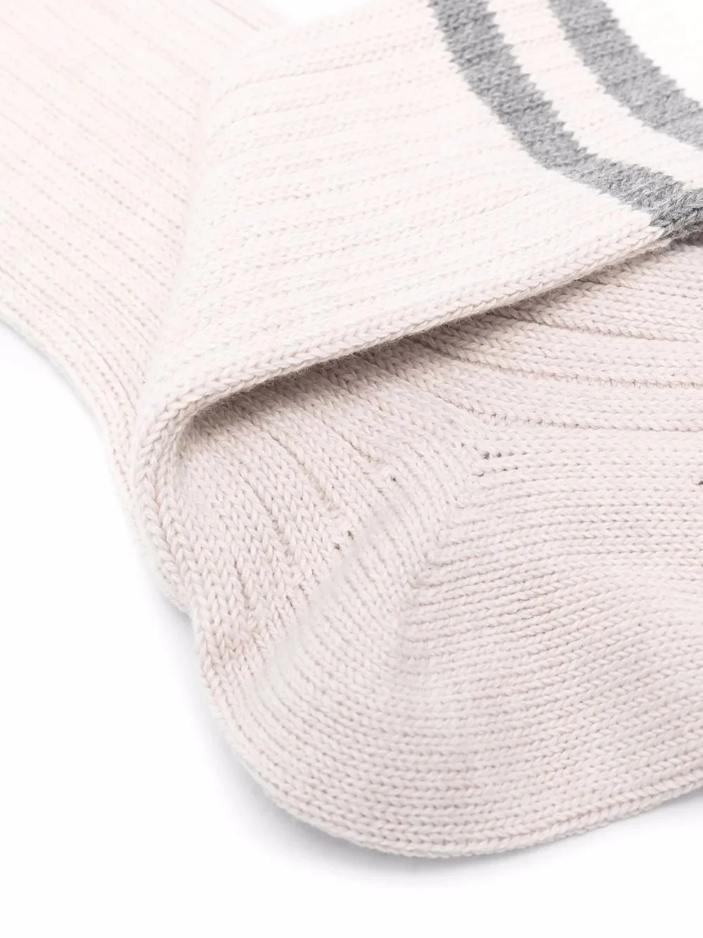 BRUNELLO CUCINELLI MEN'S OATMEAL GREY RIBBED SOCKS - Image 2
