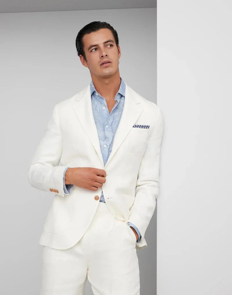 BRUNELLO CUCINELLI MEN'S OFF-WHITE DECONSTRUCTED BLAZER