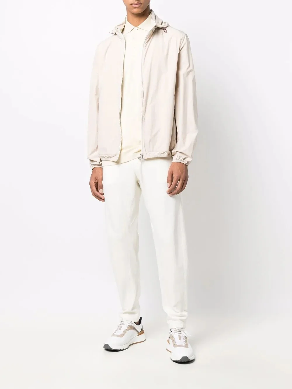 BRUNELLO CUCINELLI MEN'S OFF-WHITE DRAWSTRING CASUAL TROUSERS - Image 2