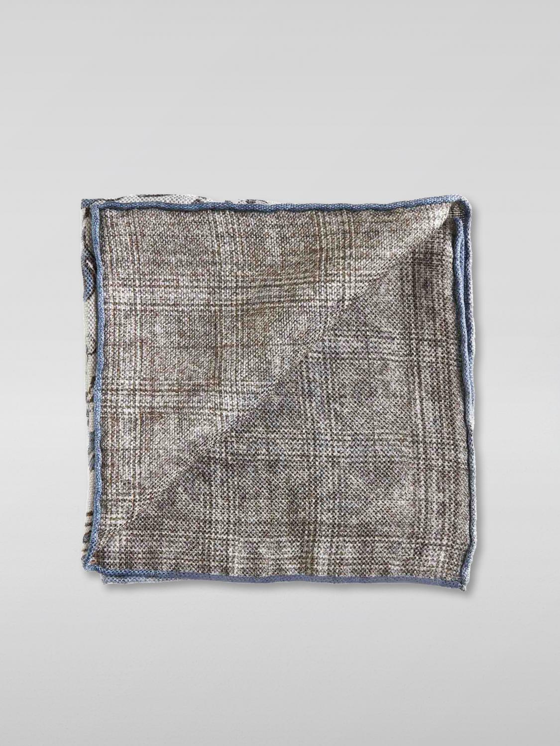 BRUNELLO CUCINELLI MEN'S OFF WHITE SILK LINEN POCKETSQUARE - Image 3