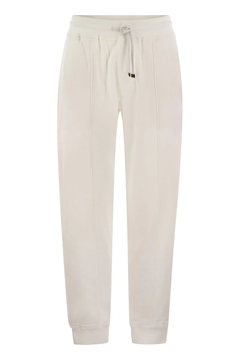 BRUNELLO CUCINELLI MEN'S OFF-WHITE TAILORED JOGGER PANTS