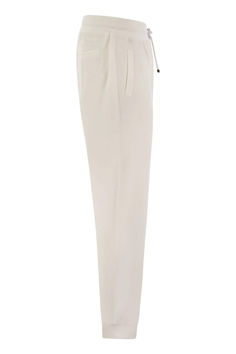 BRUNELLO CUCINELLI MEN'S OFF-WHITE TAILORED JOGGER PANTS - Image 3