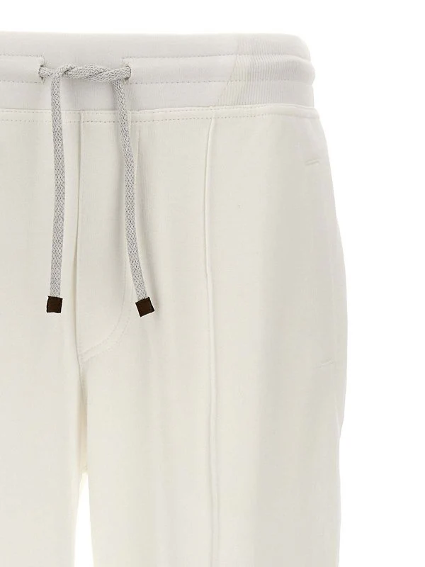 BRUNELLO CUCINELLI MEN'S OFF WHITE TAILORED TROUSERS WITH DRAWSTRING - Image 3